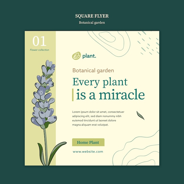 Free PSD botanical garden square flyer template