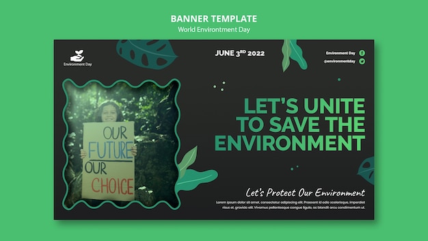 Free PSD botanical world environment day horizontal banner template