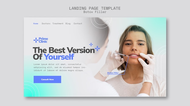 Free PSD botox filler clinic landing page template