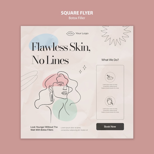 Free PSD botox filler clinic square flyer template