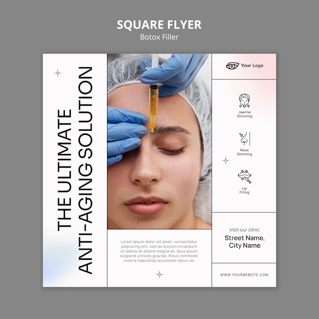 Free PSD botox filler square flyer template