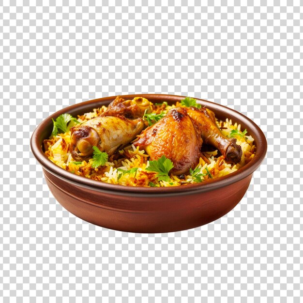 Free PSD a bowl of biryani with chicken pieces on a transparent background