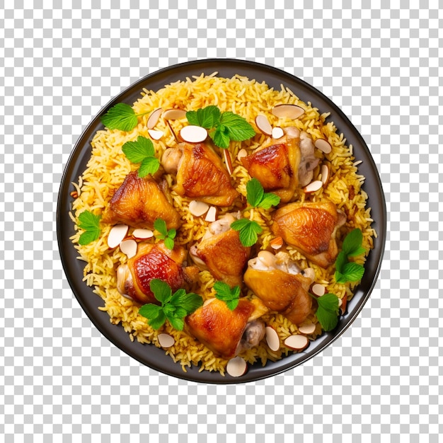 Free PSD a bowl of biryani with chicken pieces on a transparent background