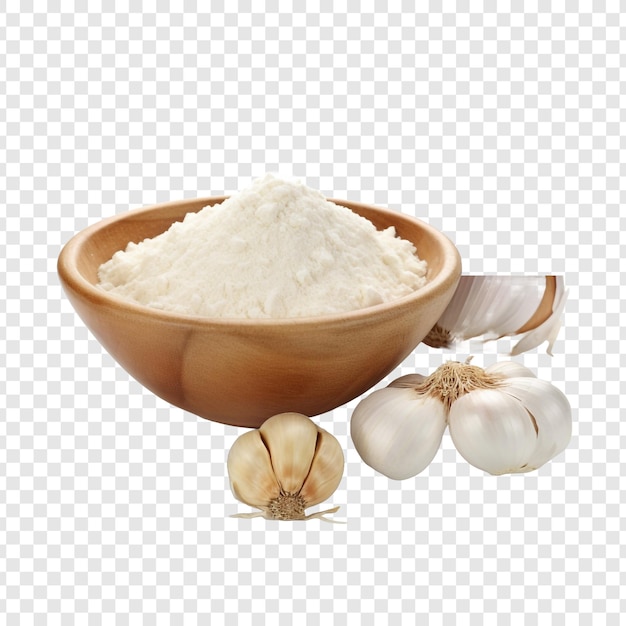 Free PSD a bowl of flour and a bowl of garlic on a checkered isolated on transparent background