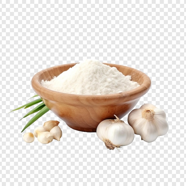 Free PSD a bowl of flour and a bowl of garlic on a checkered isolated on transparent background