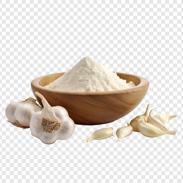 Free PSD a bowl of flour and a bowl of garlic on a checkered isolated on transparent background