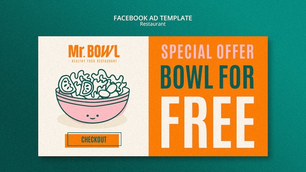 Free PSD bowl food restaurant social media promo template