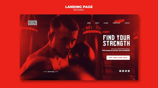 Free PSD boxing ad landing page template