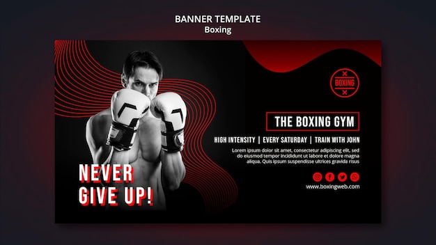 Boxing banner template with photo