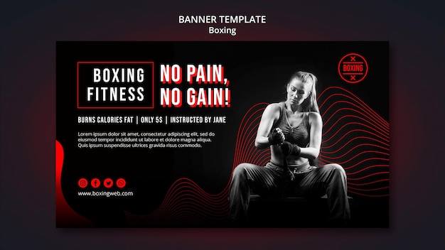 Free PSD boxing banner template with photo