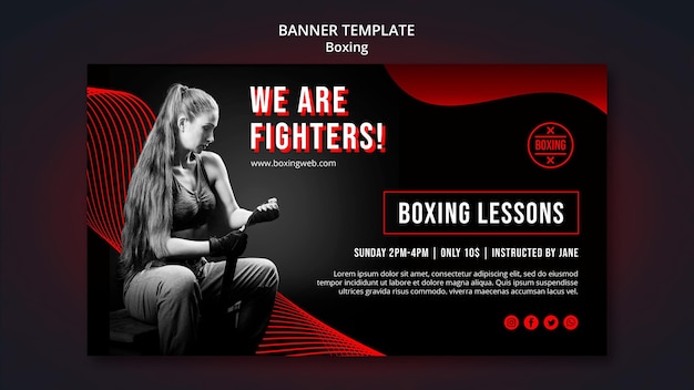 Free PSD boxing banner template with photo