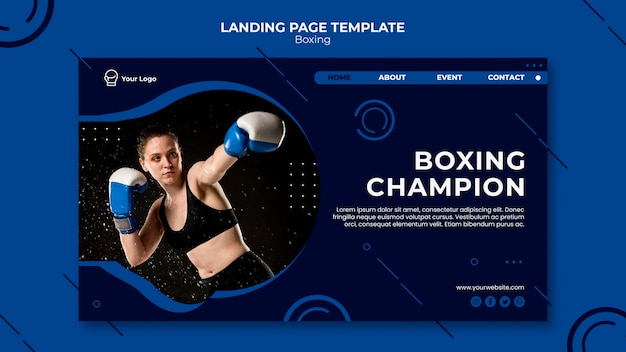 Boxing champion workout fit landing page