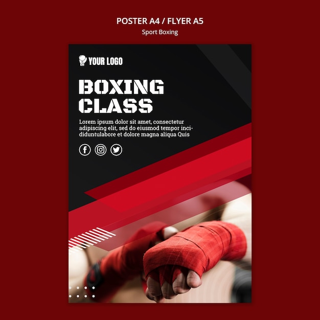 Free PSD boxing class flyer print template