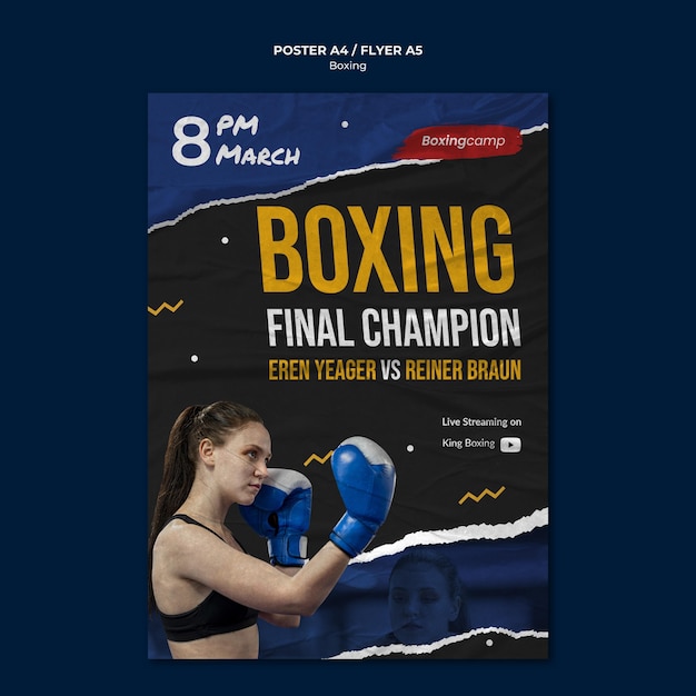 Free PSD boxing contest poster template