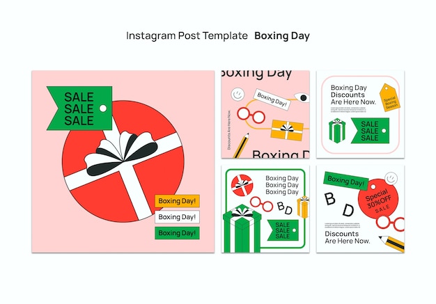 Free PSD boxing day celebration  instagram posts