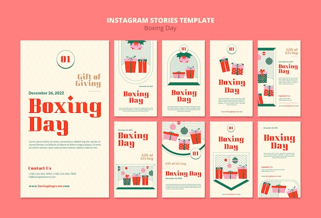 Free PSD boxing day celebration instagram stories