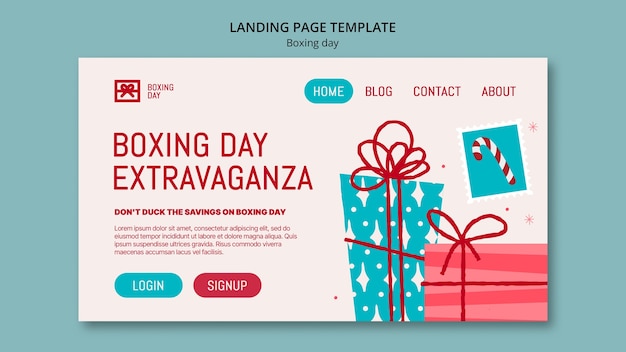 Free PSD boxing day celebration landing page template