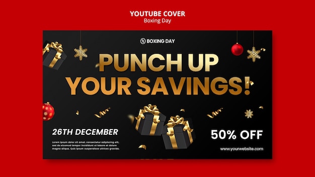 Free PSD boxing day celebration  youtube cover template