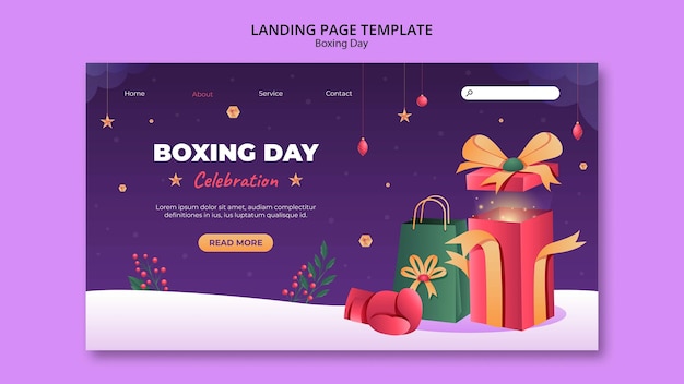 Free PSD boxing day discounts landing page template