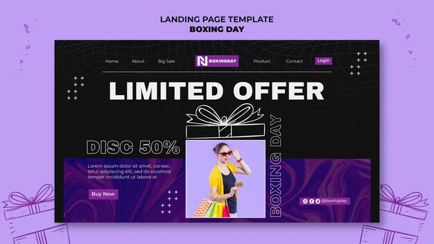 Free PSD boxing day landing page template