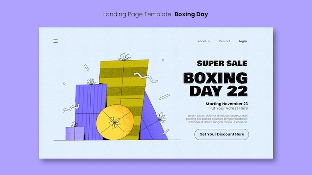 Free PSD boxing day landing page template