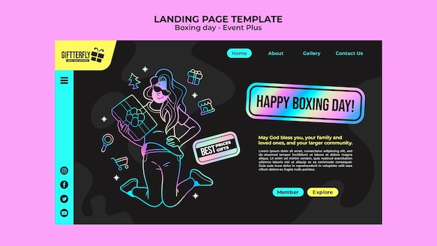 Free PSD boxing day landing page template