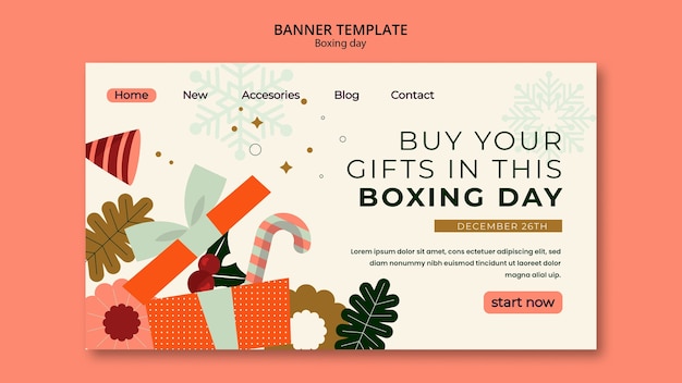 Free PSD boxing day  landing page template