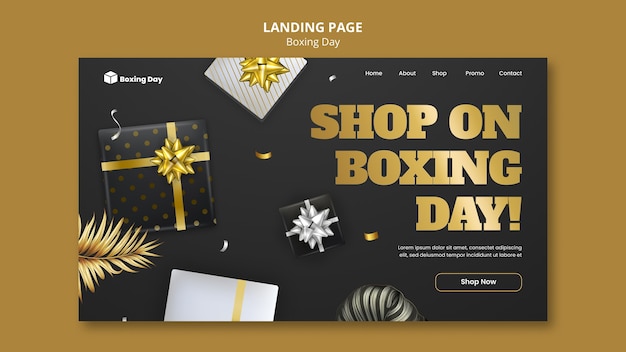 Free PSD boxing day  landing page template