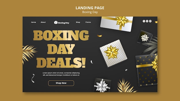 Free PSD boxing day  landing page template