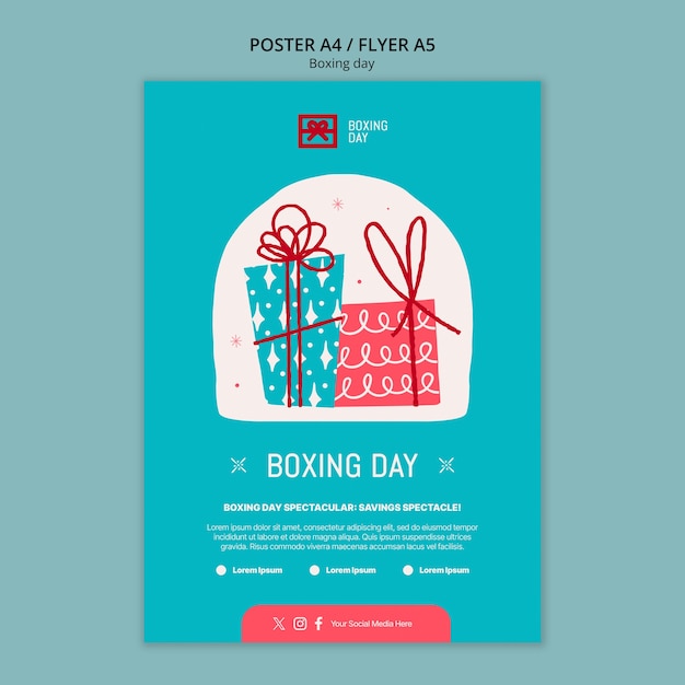 Free PSD boxing day  poster template