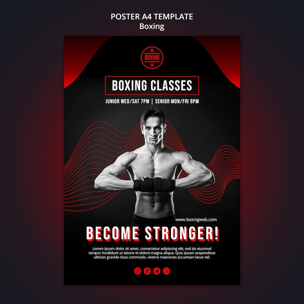 Free PSD boxing print template with photo