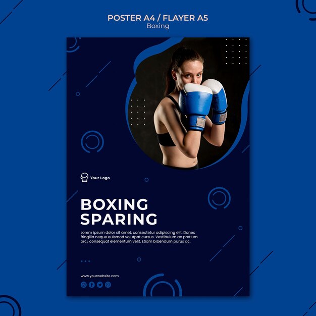 Boxing sparing workout sport poster template