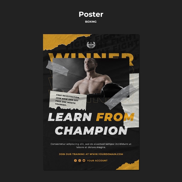 Boxing training poster template