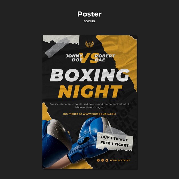 Boxing training poster template