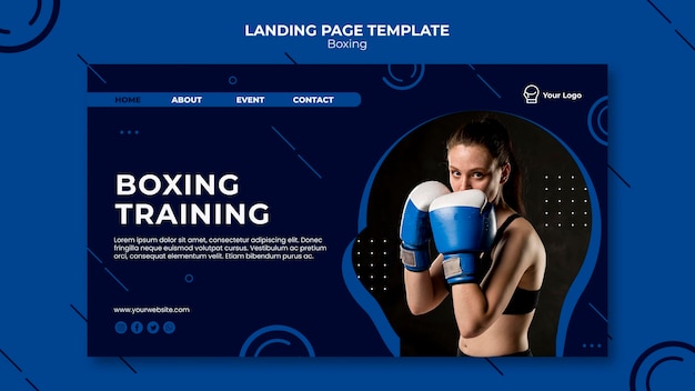 Boxing training workout fit landing page