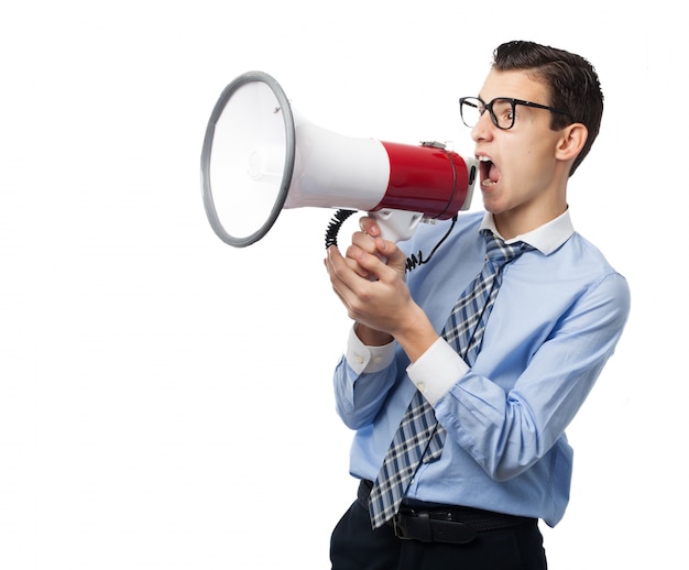 Boy with a megaphone