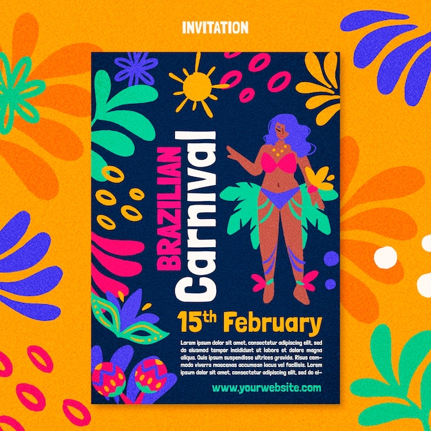 Brazilian carnival celebration invitation