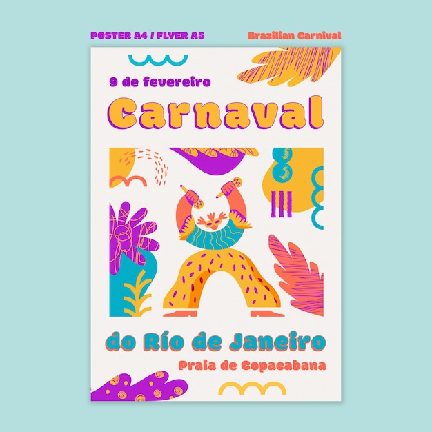 Free PSD brazilian carnival celebration poster template