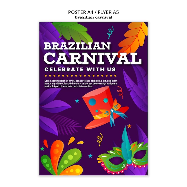 Brazilian carnival celebration poster template