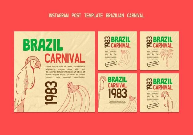 Brazilian carnival instagram posts template