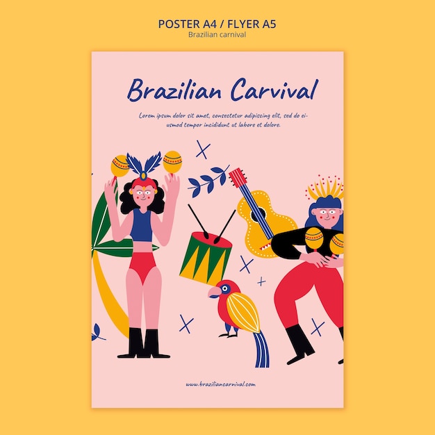 Free PSD brazilian carnival poster template