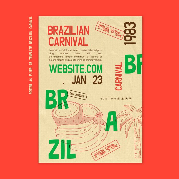 Brazilian carnival poster template