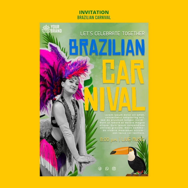 Free PSD brazilian carnival template design