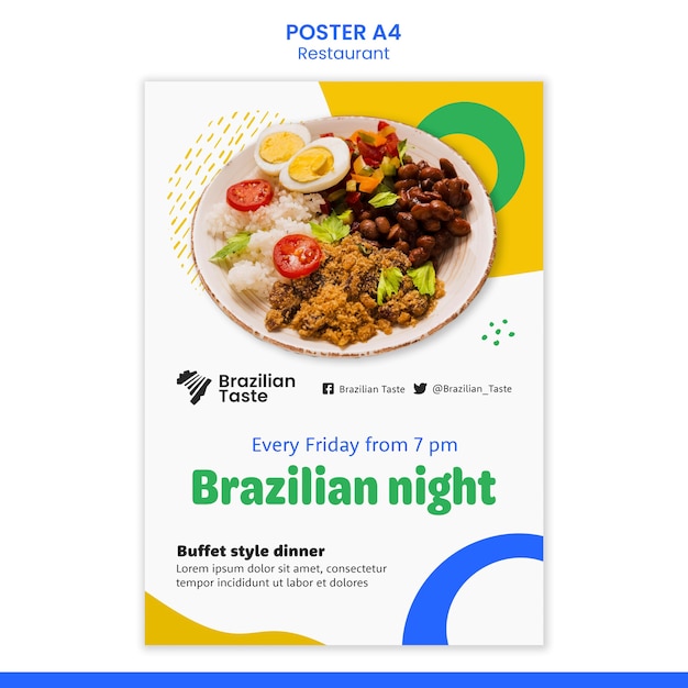 Brazilian food poster design template