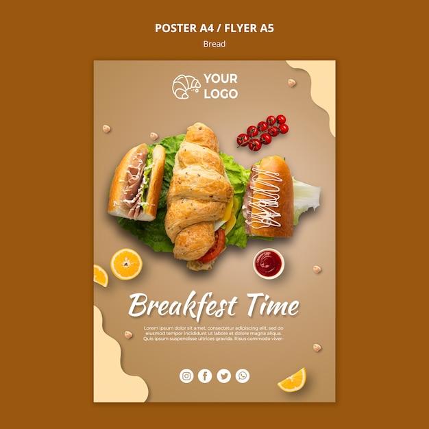 Free PSD bread concept flyer template