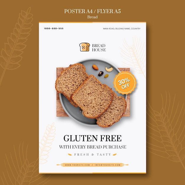 Free PSD bread concept flyer template