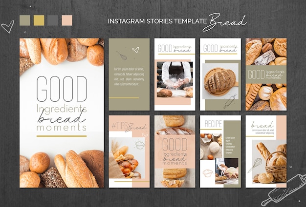 Free PSD bread concept instagram stories template