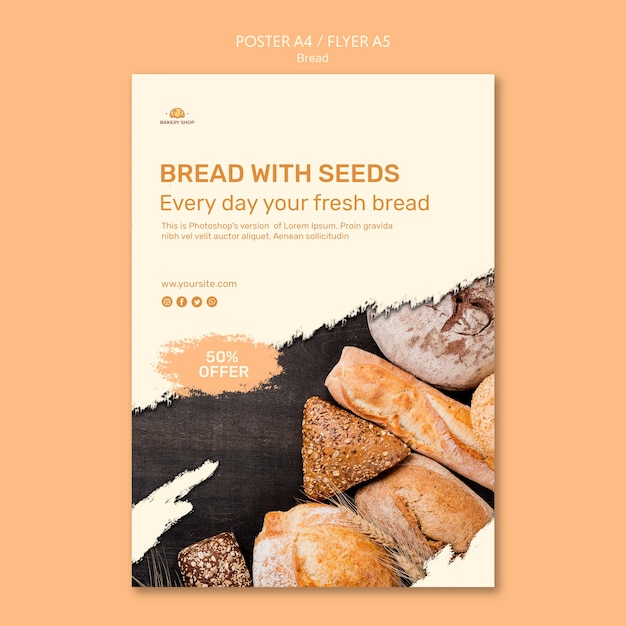 Free PSD bread shop flyer template