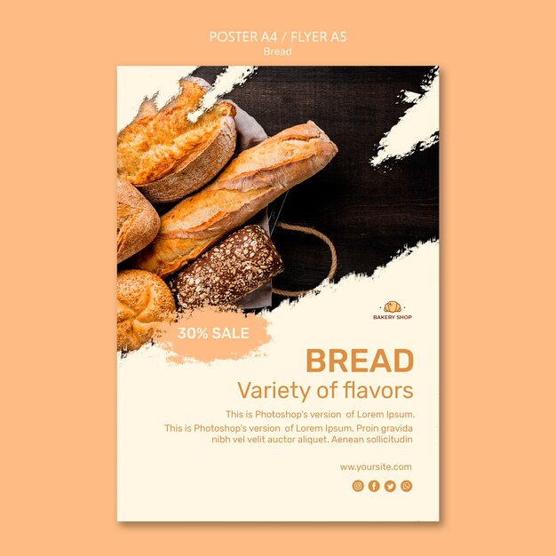 Bread shop poster template