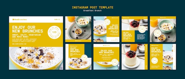 Free PSD breakfast brunch instagram posts set